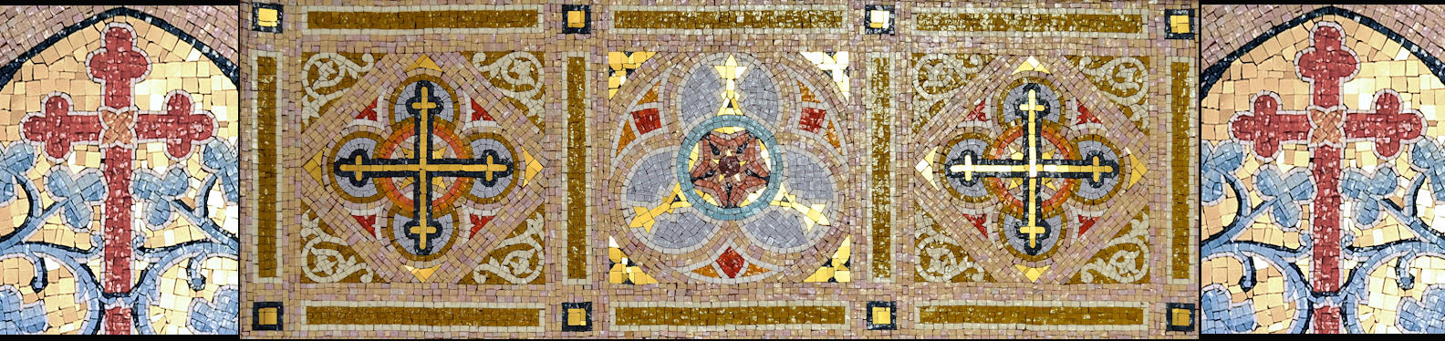 closeup photos of mosaic tile border
