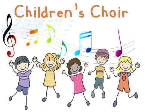 Stick figures of children with the text "Children's Choir"