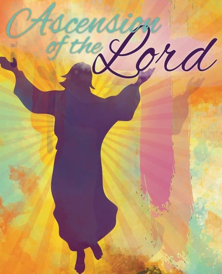 Illustration of the silhouette of Jesus ascending into heaven