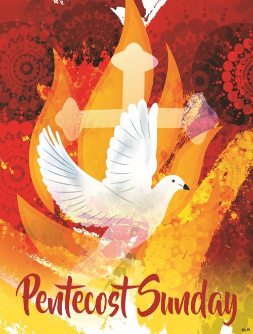 Illustration of the Holy Spirit and flames