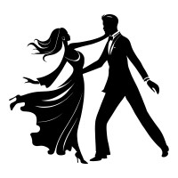 Silhouette of ballroom dancing couple