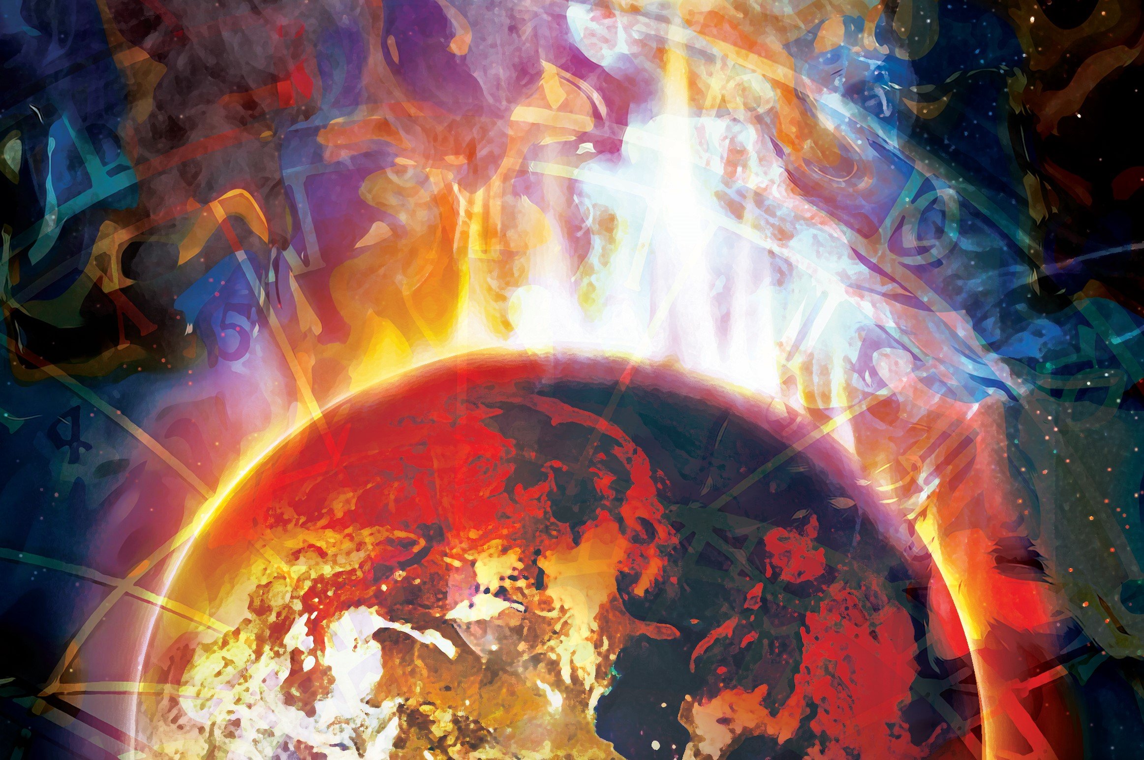 Illustration depicting the Earth on fire