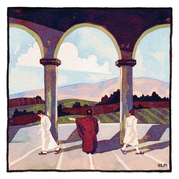 Illustration of a father and his two sons