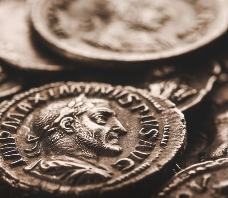 Photo of old Roman coins