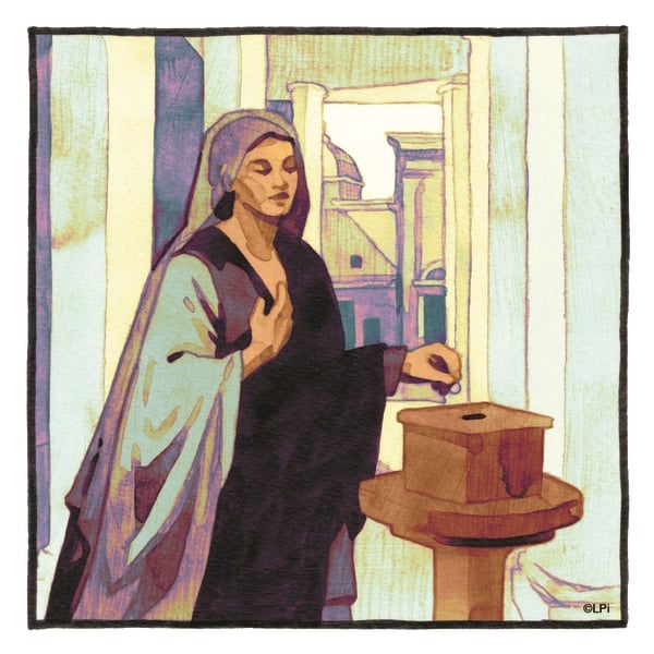 Illustration of the poor widow's offering