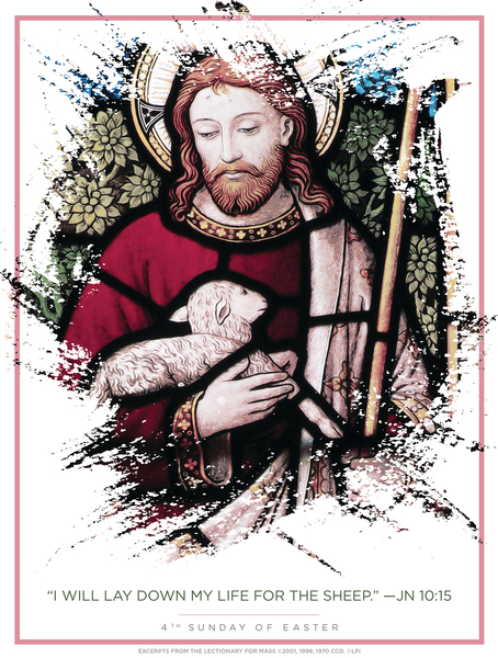 Illustration depicting Jesus holding a lamb