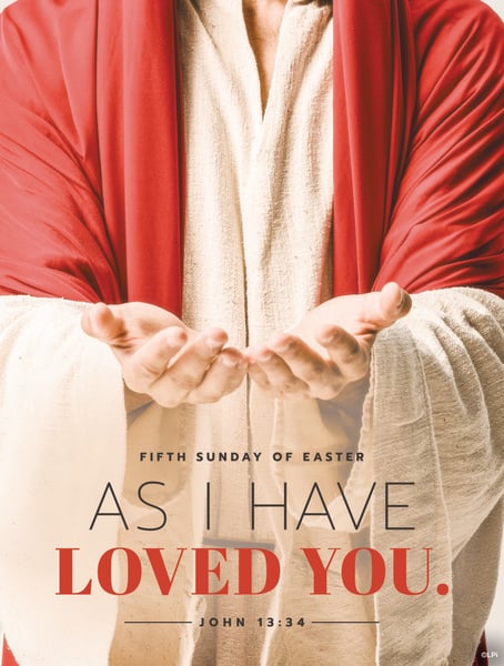 Photo of outstretched hands with the text as I have loved you