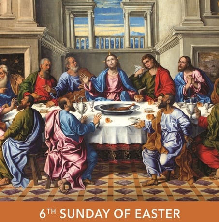 Painting of Jesus seated with the apostles