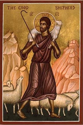 An icon depicting Jesus as the Good Shepherd