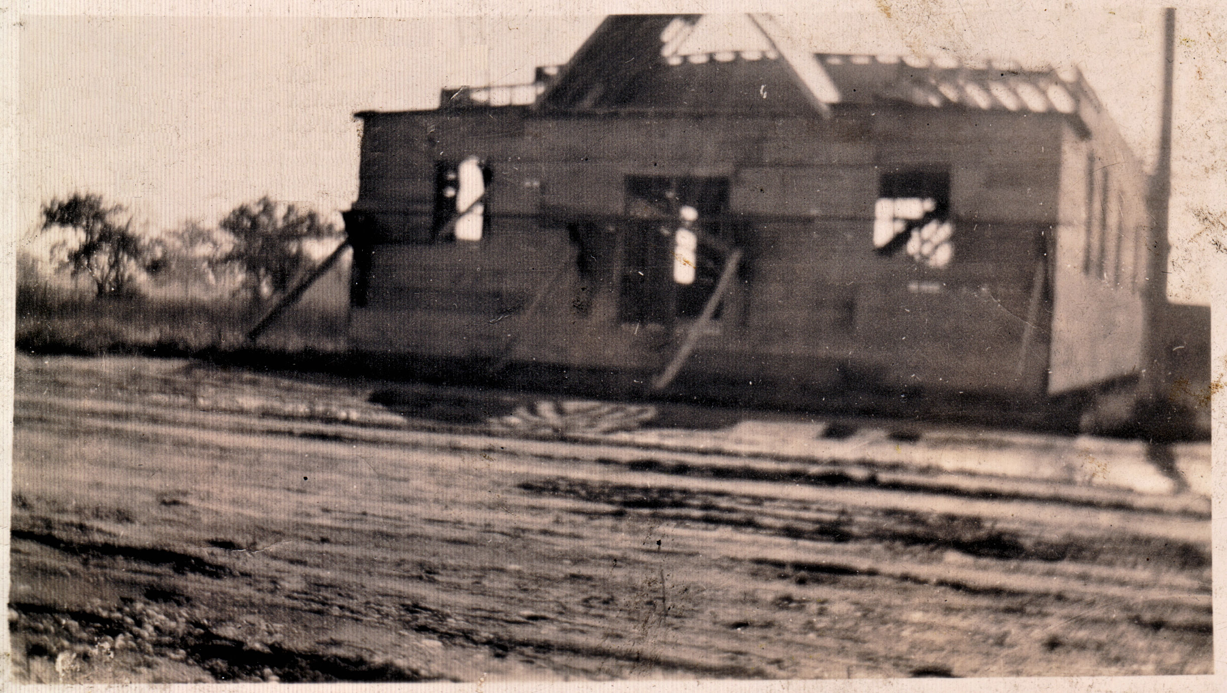 Photo showing the beginning of the construction of the original church in 1928