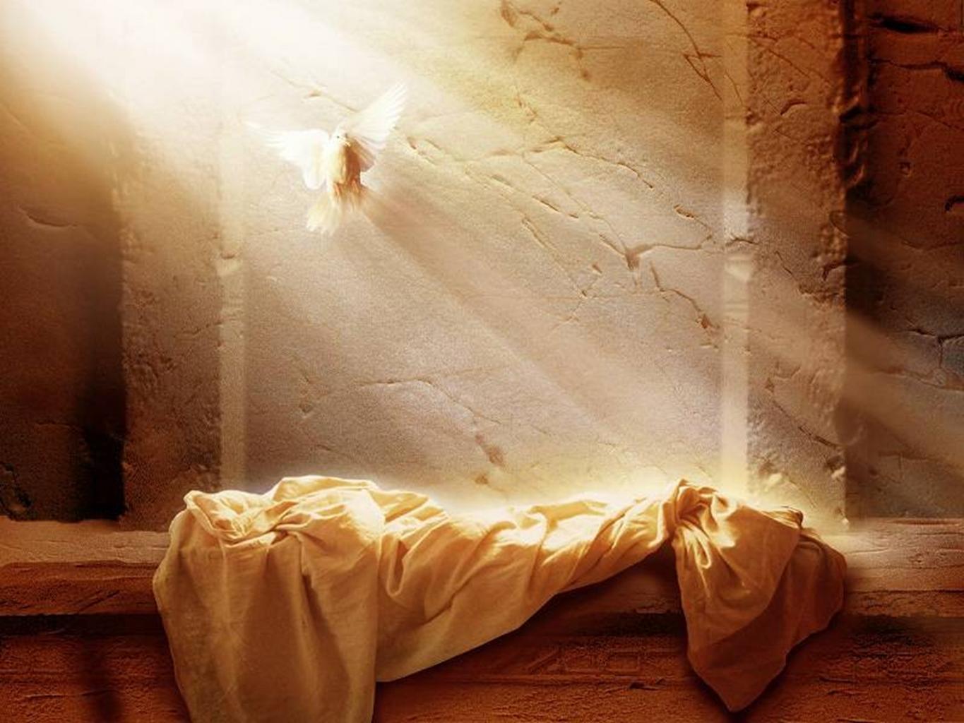Illustration of the empty shroud in the empty tomb