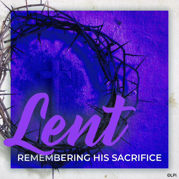 Graphic of a cross inside a crown of thorns and the word Lent