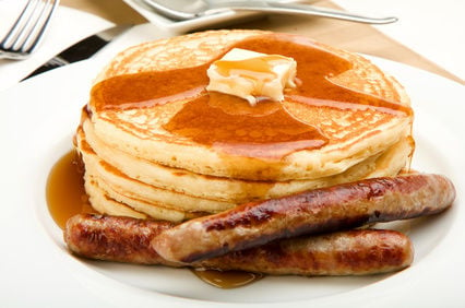 Photo of pancakes and sausage