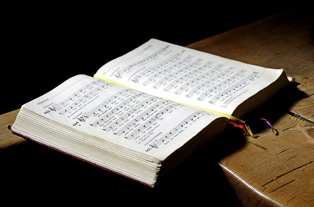 Photo of an open hymnal