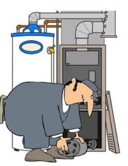 Clipart showing a repairman working on a boiler