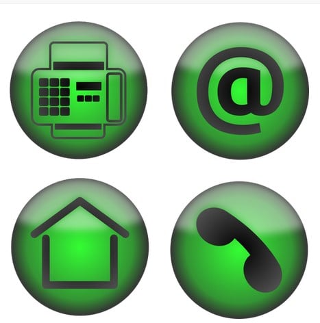 Icons indicating methods of contact